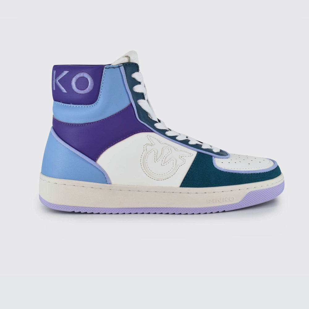 HIGH-TOP Basketball Sneakers Multicolor White, Green and Purple