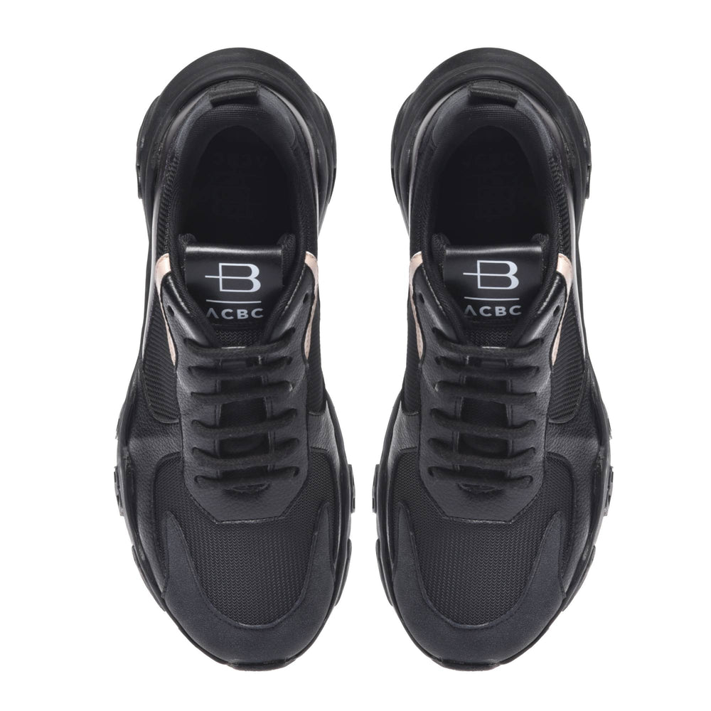 
                  
                    Black eco-leather trainers
                  
                