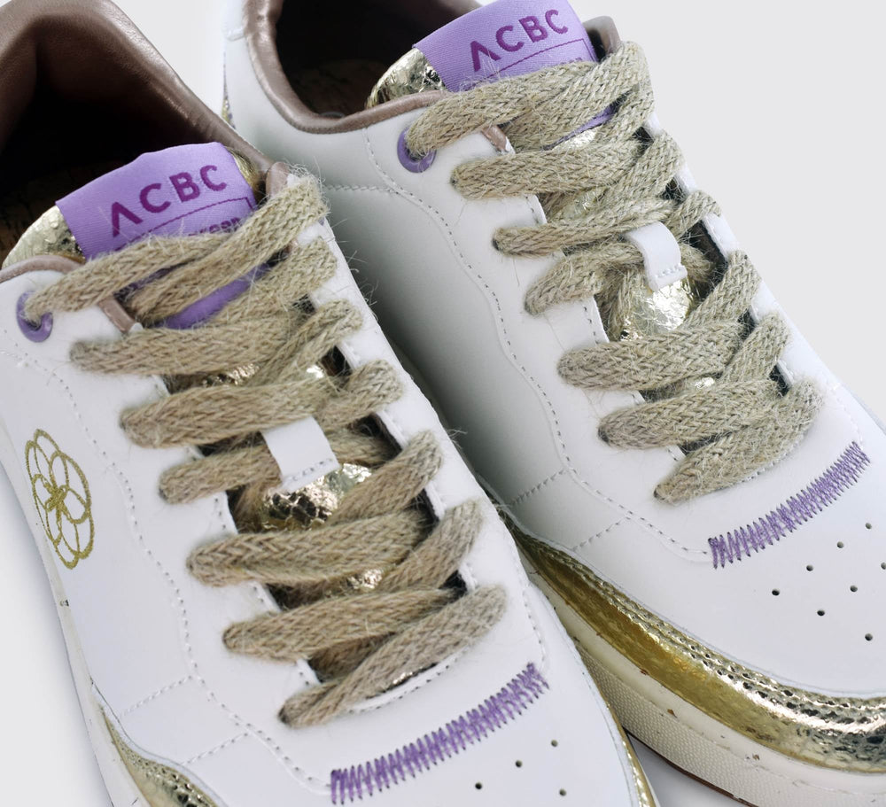 
                  
                    New - Evergreen Flower White Gold Purple Shoes
                  
                