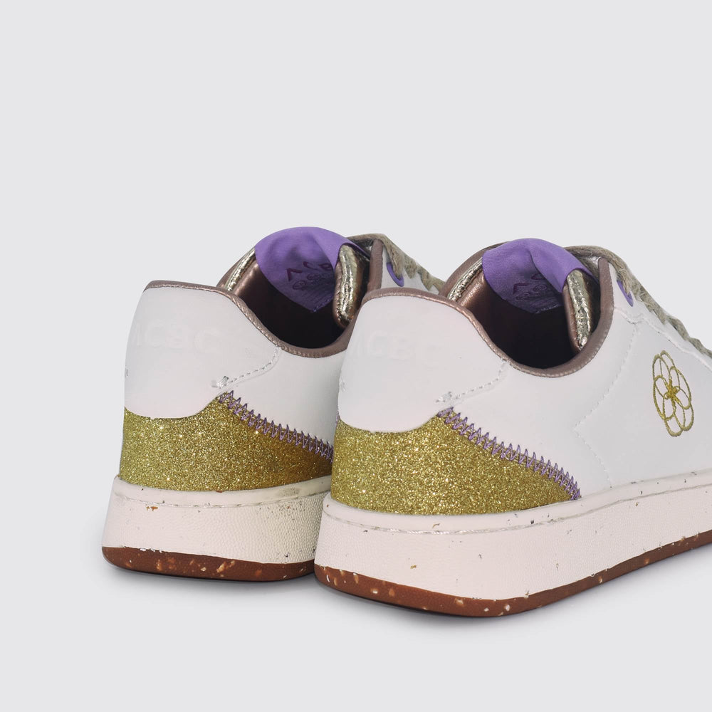 
                  
                    New - Evergreen Flower White Gold Purple Shoes
                  
                
