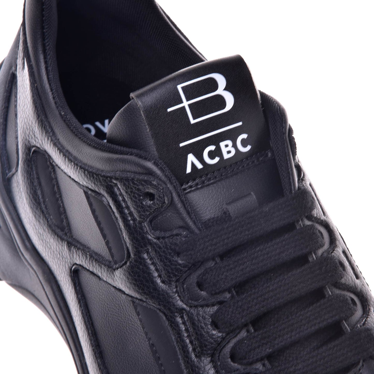 
                  
                    Black eco-leather trainers
                  
                