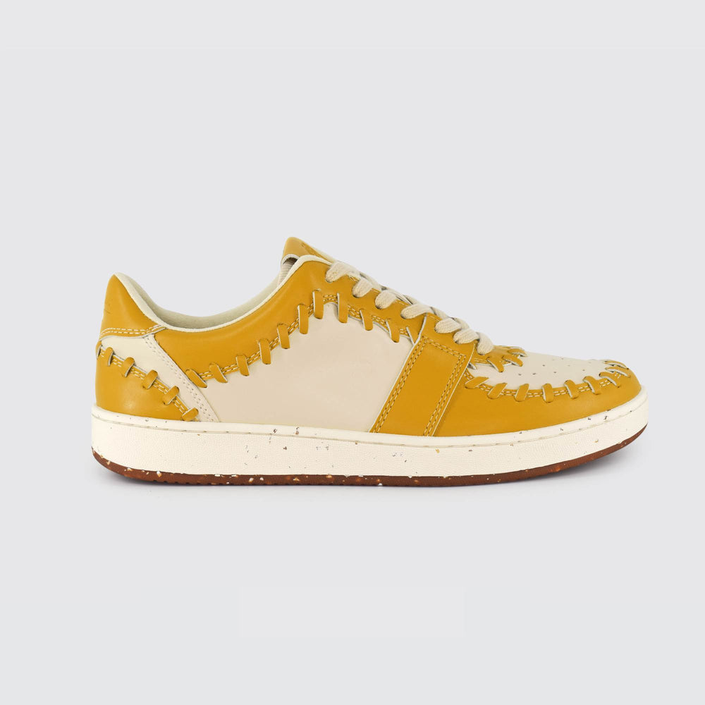 Eco-Leather Tressé Sneakers - Mustard
