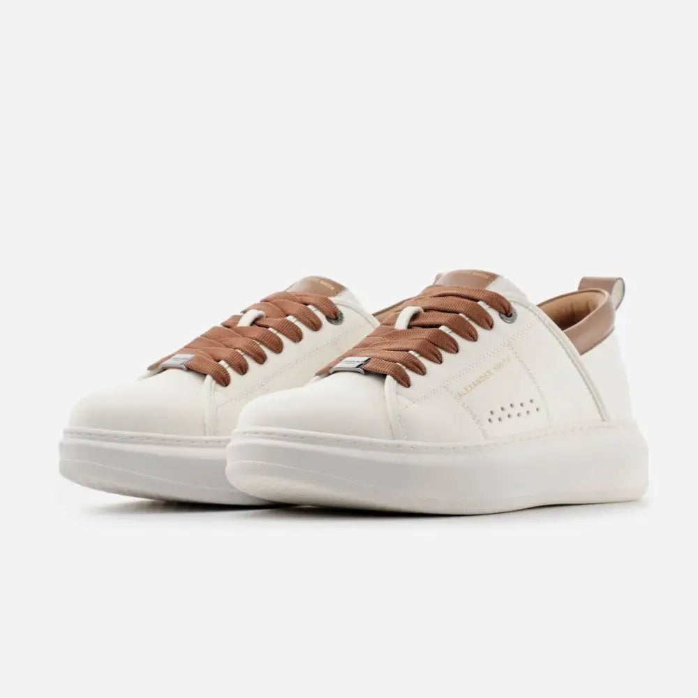 
                  
                    Eco Wembley Man White & Cognac Shoes
                  
                