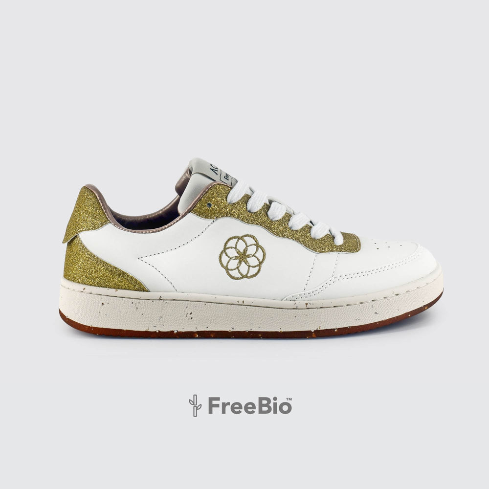New - Evergreen Flower White Gold Shoes