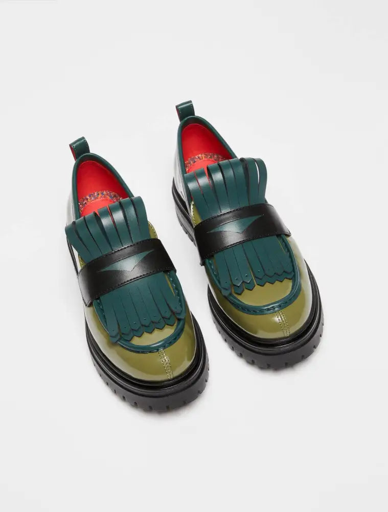 
                  
                    Maxi-Fringed Loafers - Green Shoes
                  
                